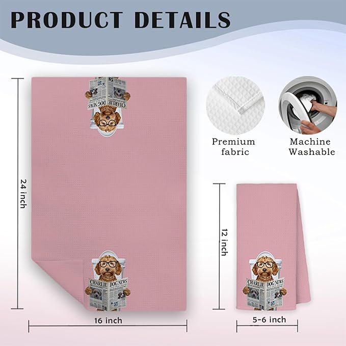 Funny Poodle Bathroom Hand Towels, Poodle Gifts, Dog Bathroom Decor, Funny Dog Hand Towels for Bath Room Washroom Restroom, 16x24 Inch Set of 2