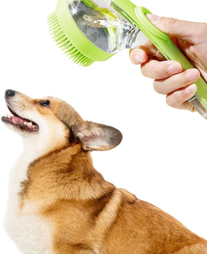 Pet Dogs Shampoo Dispenser Brush Cats Massage Comb Grooming Scrubber Shower Brush for Bathing Soft Silicone Bristles