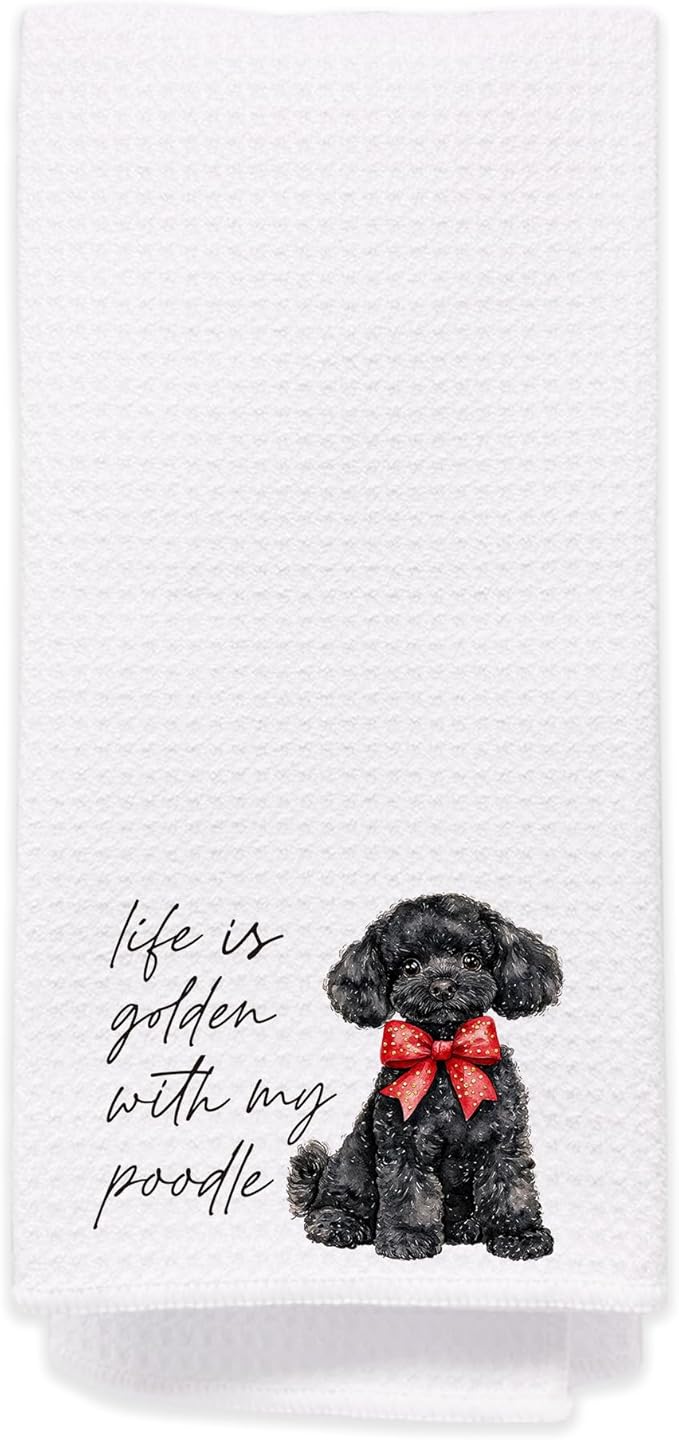 Goldendoodle Hand Towels for Bathroom - Black Golden Doodle Poodle Kitchen Dish Tea Towels, Goldendoodle Dog Mom Gifts for Dog Lovers/Women, Golden Doodle Gifts for Mothers Day/Christmas