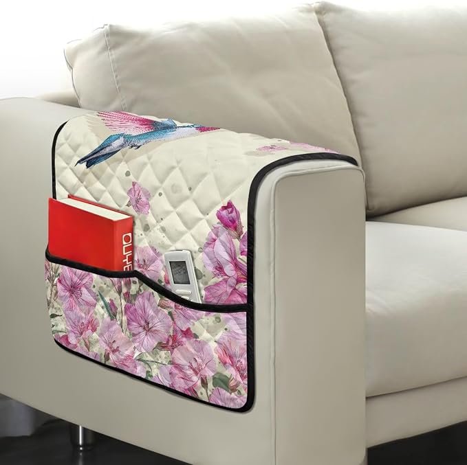 Hummingbird Print Sofa Arm Rest Covers Couch Arm Covers Stretch Armchair Cover Anti-Stain Sofa Slipcover Office Chair Armrest Protector for Armchair Furniture Protector