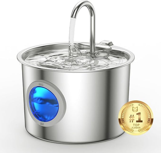 Cat Water Fountain Advanced 304 Stainless Steel 2.2L/74oz with Detachable Tank, Easy to Clean, Automatic Pet Fountain Quiet Cats Water Dispenser, Perfect for Indoor Cats Dogs