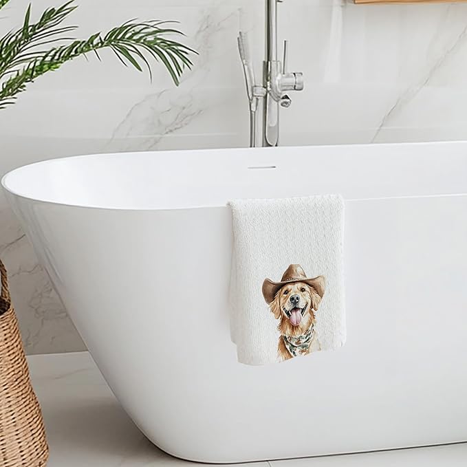 Cabana Bro Golden Retriever Gifts Kitchen Towels, Golden Retriever Gifts for Women Men Decorative Hand Towels for Bathroom, Funny Western Cowboy Goldy Dish Tea Towels for Kitchen, 16x24 Inch