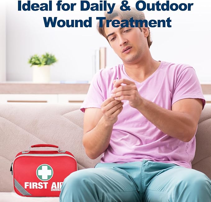 General Medi 2-in-1 First Aid Kit (215 Piece Set) + 43 Piece Mini First Aid Kit -Includes Ice(Cold) Pack, Moleskin Pad and Emergency Blanket for Travel, Home, Office, Car, Workplace