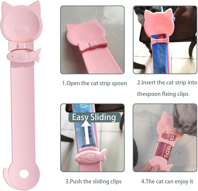 4pcs Pet Food Can Supplies Set Silicone Cat Food Can Lids Spoons | Multi-Function Cat Food Spoon and Opener Cute Paw Shape Opener Spatula Wet Food Spoon