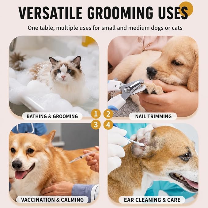 2-in-1 Foldable Pet Grooming Bed, Pet Shower Hammock (Blue) | Structure with Stable Stainless Steel Frame & Quick-Dry Mesh Foldable Suitable for Pet Washing Maintenance Travel Grooming