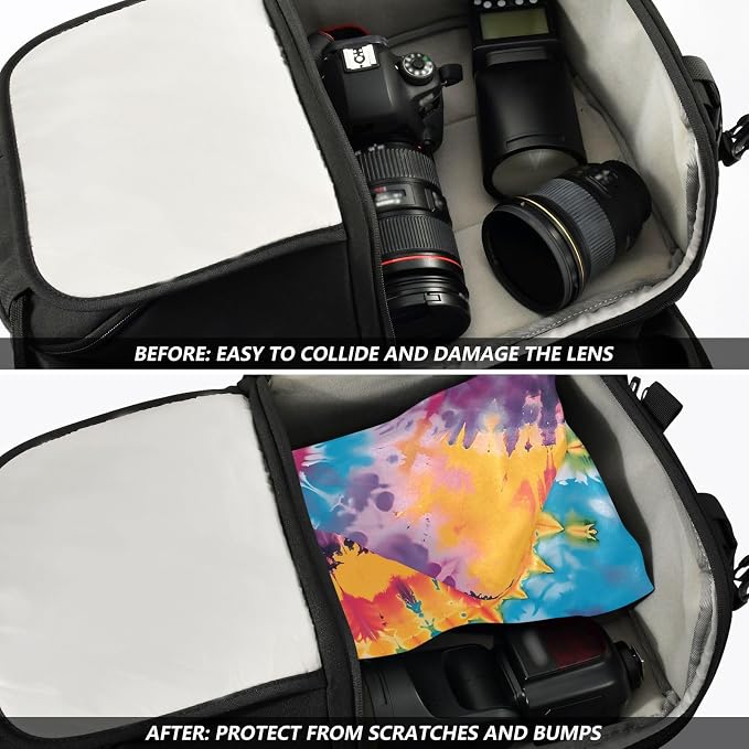 JIPONI Tye-dye Rainbow Makeup Bag, Self-Adhesive Magic Wrap Cloth, Portable Cosmetic Organizer, Camera Lens Protector, Travel Storage for Beauty Essentials, 21.7"x21.7"