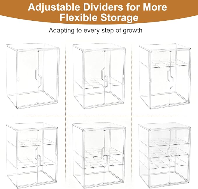 ERTIUANIO Baby Bottle Organizer for Countertop Cabinet Storage | 4 Tier Adjustable Clear Acrylic Station Container with 3 Removable Dividers for Vanity, Bathroom, Nursery, Gifts for New Mom