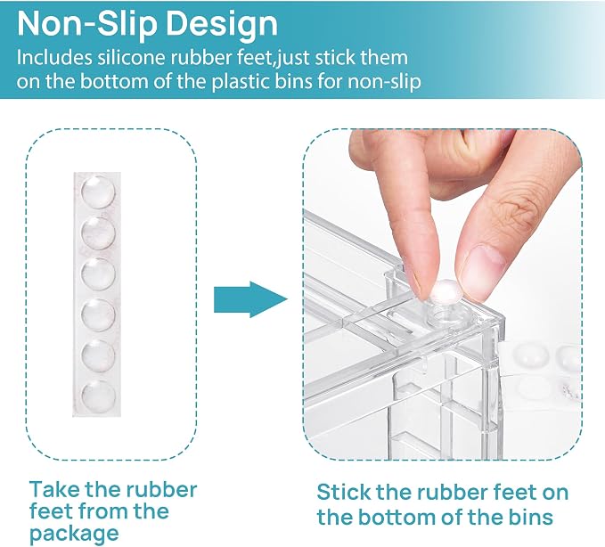 Vtopmart Clear Stackable Storage Drawers, 4 Pack Kitchen Cabinet Set | Medium and Small Pull-Out PET Drawers with Stackable Design for Kitchen Cabinets, Pantry, Under Sink, Medicine