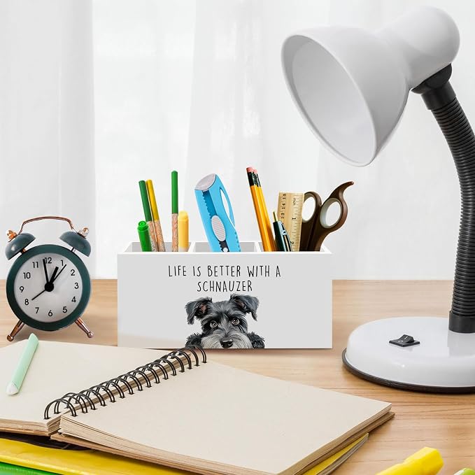 Schnauzer Dog Gifts Pen Pencil Holder for Desk, Funny Schnauzers Dog Gift Office Desk Accessories,Life Is Better with a Schnauzer Pen Holders Organizer for Kitchen Bathroom Decor