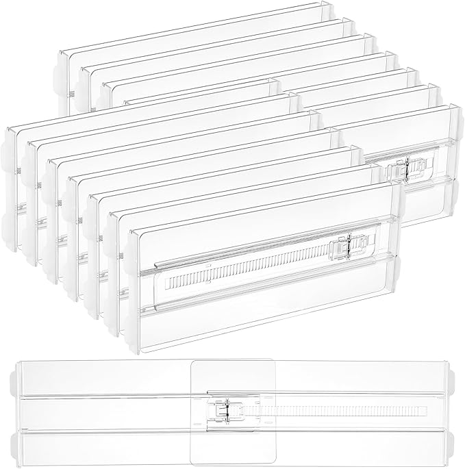 Vtopmart 14 Pack Drawer Dividers for Clothes, 4" High 10.2"-16.5" Adjustable Expandable Dresser Drawer Organizer, Clear Plastic Separators for Dresser, Baby Clothing, Underwear, Cosmetic, Toiletries | Expandable Dresser Drawer Organizer, Clear Plastic ...