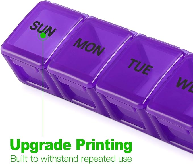 Pill Organizer 7-Day Weekly Pill Organizer | Portable Medicine, Daily Pill Cases for Pills/Vitamin/Fish Oil/Supplements