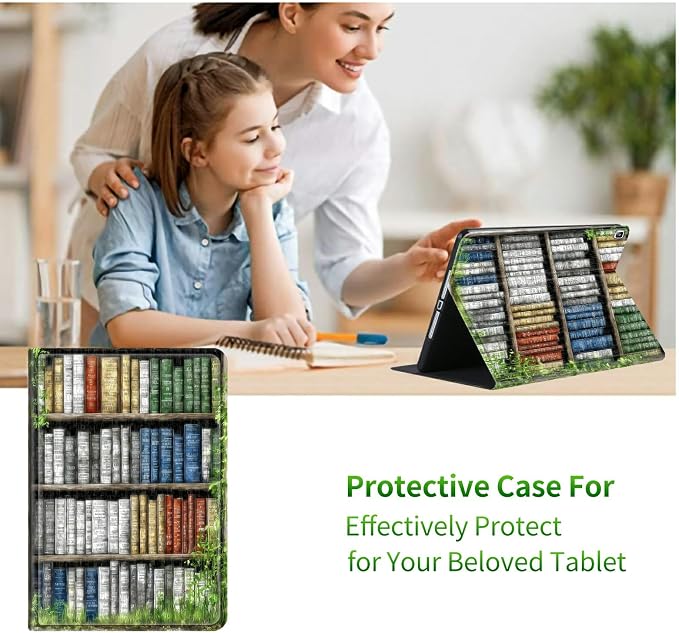 Case for Samsung Galaxy Tab A7 10.4" 2022/2020 (T503/T509/T500/T505/T507) | Slim Leather Smart Cover with Multi-Angle Anti-Slip Stand [Auto Wake/Sleep] Shell for Women Men, Green Books