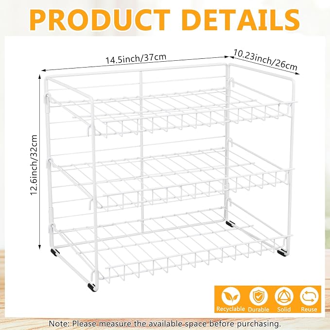 FMOACEN Cat Food Organizer, 3-Tier Stackable Iron Shelf for 45 Cans (3oz) - Pet Food Dispenser, Kitchen Pantry Storage Rack Cabinet, Canned Cat Organizer for Home & Shop