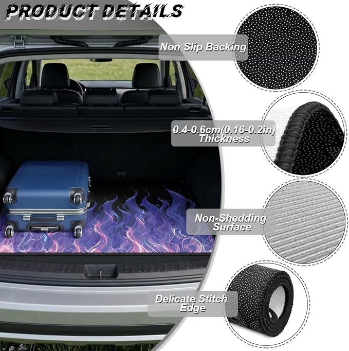 Howilath Purple Flame Car Trunk Mat 29"x39" All Weather Cargo Liner Non-Slip Rear Trunk Protection for SUV Sedan Truck