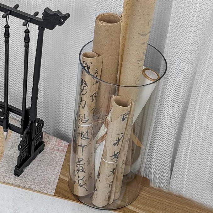 SEWACC Plastic Cylinder Storage Organizer for Calligraphy Works and Paintings, Versatile Pet Art Supply Container with Simple Elegant Design, for Home and Office Use
