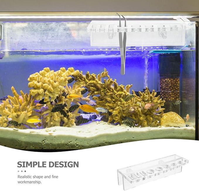 NUOBESTY Fish Tank Rack Aquarium Tool Holder Acrylic for Cleaning Tools | Portable Removable Organizer, Fits Water Grass Clips and Cutters, Lightweight Wall Mount Storage for Maintenance