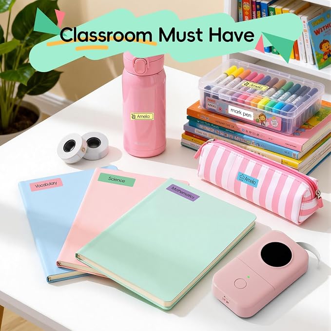 Phomemo Label Maker, Bluetooth Mini Portable Label Printer for Home School | Small Label Maker Machine with Tape, Lightweight Rich Templates Fonts Icons for Home, School Classroom Name Label, Office