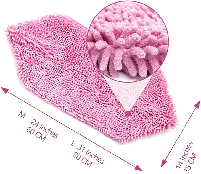 Dog Towel - Microfiber Super Shammy with Hand Pockets, Ultra Absorbent Quick Dry Pet Bath Towels for Small, Medium, Large Dogs and Cats (Medium, 24'' x 14'', Pink)