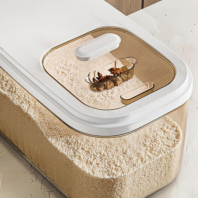 Kitchen Organiser with Sliding Cover Large Capacity Easy Designs Bin for Cereals and Pet Food Storage Slide Lid Rice Bucket