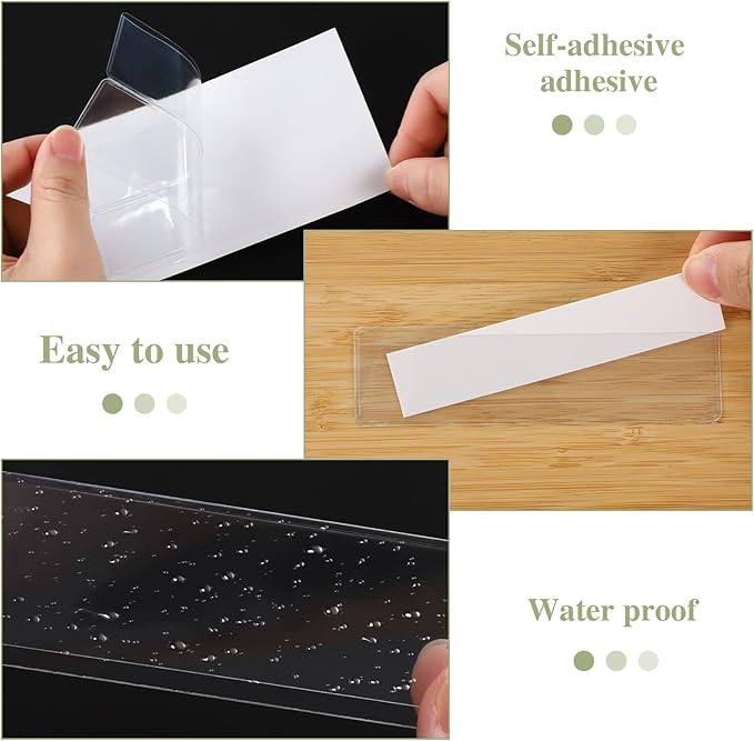 60 Pack 1.2" x 4.3" Self Adhesive Label Holders with 60Pcs Paper Label Inserts, Shelf Tag Label Holder Clear Pockets for Bookshelf Mailbox Shelves Storage Bins | PVC clear pockets, removable adhesive, fits shelves bins mailboxes, protects labels from d...