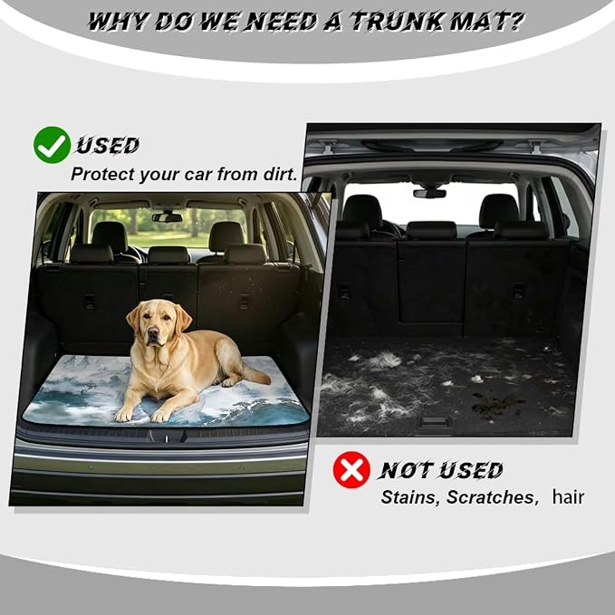 White Tiger Car Trunk Mat Universal Size 29" x 39", Dustproof Cargo Liner All Weather Trunk Protection Mat Rear Trunk Mats for Most Cars, Vehicle Interior Accessories