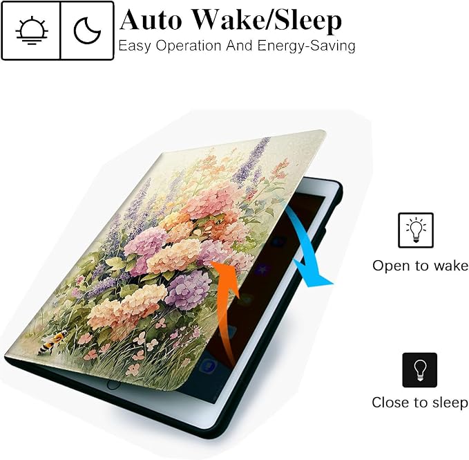 for Microsoft Surface Pro 7 Plus,Surface Pro 7/6/5/4 12.3" Tablet Case,Auto Wake/Sleep,Adjustable Stand Protective Cover - Watercolor Flower