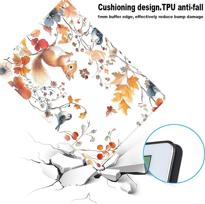 for Samsung Galaxy Tab A 10.1 2016 (SM-T580/T585/T587) Tablet Protective Cover with Adjustable Stand and Magnetic Auto Wake/Sleep,Squirrel Bird