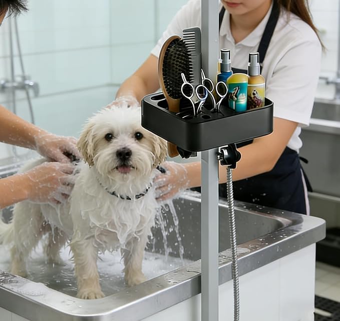 Adjustable Pet Grooming Tools Holder， Grooming Tool Storage Box for Dog Grooming Table and Arm