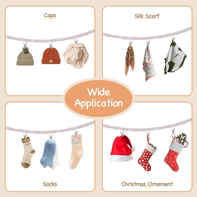 2 Pack Stuffed Animal Storage Chain Boho Room Decor, Hanging Stuffed Animal Holder with 20 Metal Clips, Macrame Plush Toy Corner Organizer for Kids Baby Nursery Bedroom Playroom Wall Decor