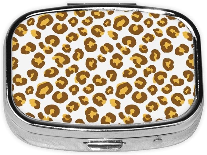 Stainless Steel Pill Box Jewelry-Sized Medicine Organizer Moisture-Proof Outdoor Adventure Gear, Cheetah Gold Leopard Print