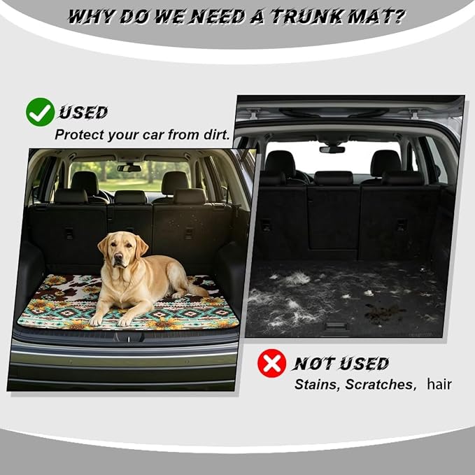Howilath Southwest Aztec Sunflower Car Trunk Mat for SUV – All Weather Trunk Liner, Car Cargo Liner Non-Slip Cargo Mat, Universal Fit Rear Trunk Protection, Vehicle Interior Accessories