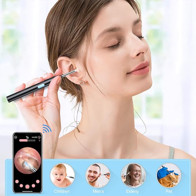 2 in 1 Ear Wax Removal Tool kit,Ear Cleaner Kit,Ear Flushing Kit for Adults Dog Cat Ear Cleaning Kit,Ear Irrigation Kit Ear Cleaner with Camera