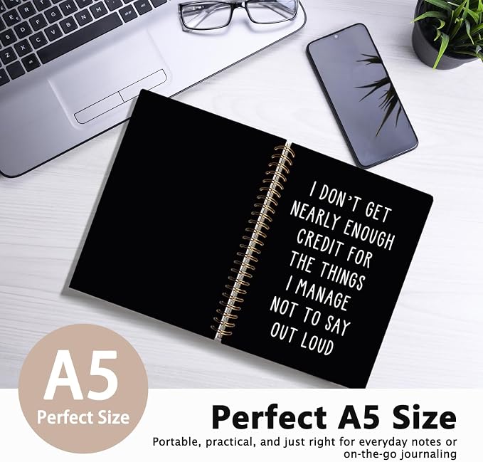 LIANGW Sarcastic Notebooks for Work, Funny Notebooks Journal | Funny Office Gifts for Coworkers, Funny Notebooks for Work, Office Humor Gifts Spiral Notebook Journal 5.5x8.3 Inch