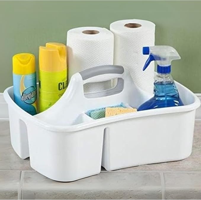 JOEY'Z Extra Large 5 Gallon Divided Cleaning Caddy Organizer with Handle | Cleaning Supplies for Housekeeping, Shower Caddy Portable, Shower Caddy Dorm - Cleaning Supplies Organizer 17.7 x 13.2 x 7.7