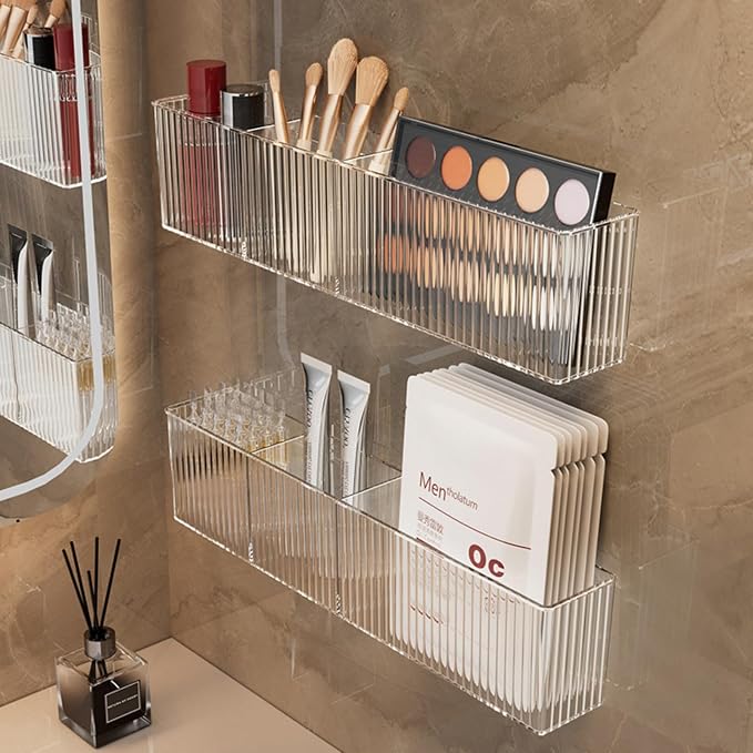 2 Pack Wall Mount Marker Organizer, Makeup Organizer Hanging Storage Organizer Bin Floating Shelves for Office Bathroom Kitchen Bedroom (Large)