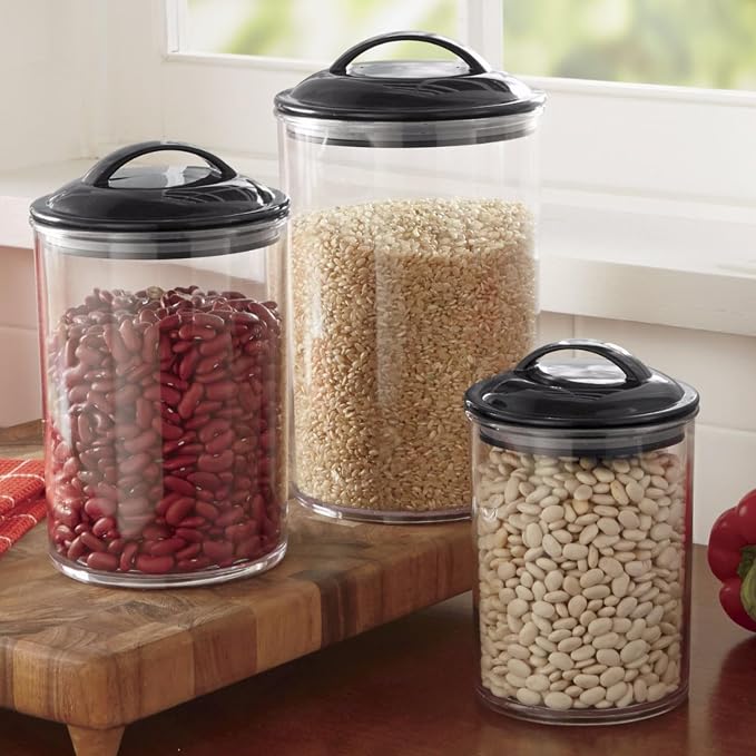 Food Storage Containers, BPA Free Airtight Canisters for Cereal, Pasta, Sugar, Coffee, Flour, Cookies, Loose Tea, for Kitchen Organization, Set of 3 by Reston Lloyd, Lime