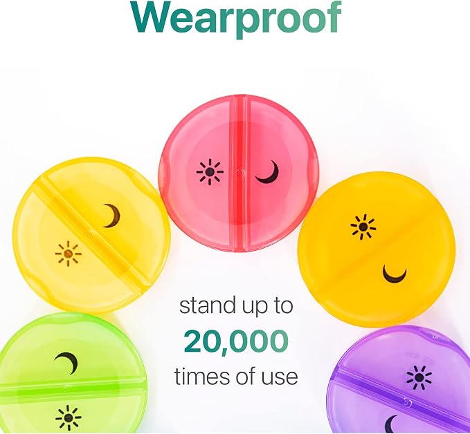 Sukuos Large Weekly Pill Organizer 2 Times a Day, Daily Pill Box 7 Day Easy to Open with Double Protection, AM PM Pill Case for Medicine/Vitamin/Fish Oil/Supplements (Cyan)