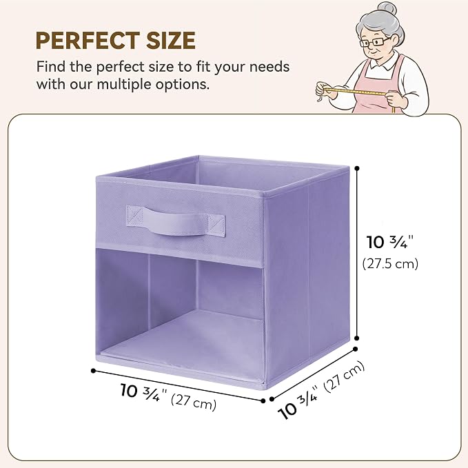 GRANNY SAYS 11x11 Storage Cube, Fabric Storage Bins, Rainbow, 6-Pack | Clear Window Front, Reinforced Handles, Collapsible, Suitable for Shelves, Closets, Organizing Toys, Clothes, Blankets
