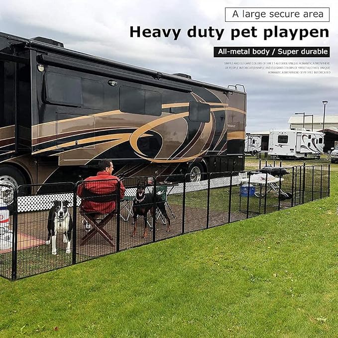 BestPet | Dog Playpen | 24", 16 Panels | Heavy Duty Metal Pet Exercise Pen | Indoor/Outdoor Fence Panels | Rust-Resistant, Removable, Tool-Free Setup | Anti-Skid, Expandable Design