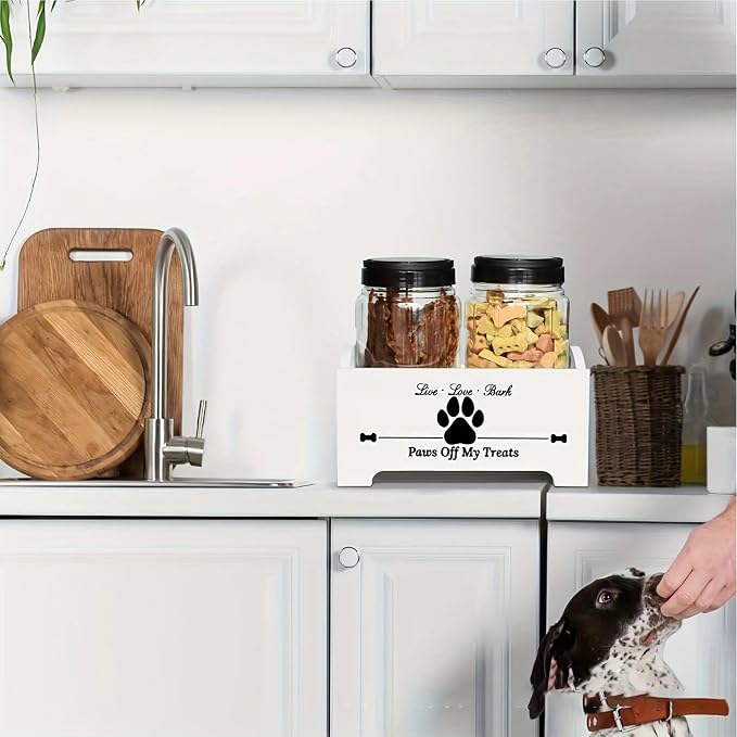 Wooden Dog Treat Container - Airtight Pet Food Storage Jar, Puppy Cookie Holder | Rustic Dog and Cat Treat Organizer for Countertop, Multifunctional Pet Snack Box, Treat Container for Dog Owners