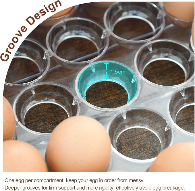 Egg Holder for Refrigerator,60 Eggs Clear Drawer Organizer | 2 Layer Stackable Egg Holder Egg Trays,Egg Storage Container with Time Scale for Fridge Countertop Cabinet