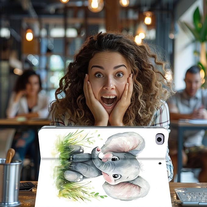 for Microsoft Surface Pro 8-13" 2021 Tablet Case,Auto Wake/Sleep,Adjustable Stand Protective Cover - Cute Elephant