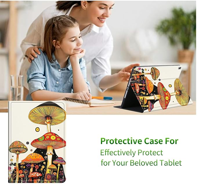 for Samsung Galaxy Tab A 8.4" 2020 (SM-T307) Case | Slim Leather Smart Cover with Multi-Angle Anti-Slip Stand [Auto Wake/Sleep] Shell for Women Men, Mushroom Painting