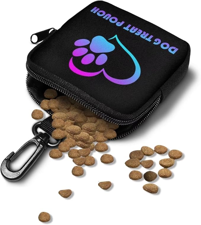 Dog Treat Pouch for Pet Walking and Training with Carabiner Zipper Design Small Dog Training Treat Bag Pack Holder for Puppy Snack Dispenser