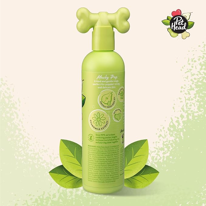 Pet Head Mucky Pup Puppy Shampoo | Pear Scent | Shampoo for Puppies from 8 Weeks | Professional Grooming | Vegan Dog Shampoo | Gentle Formula for Puppies | Made in USA | 16 fl. oz.
