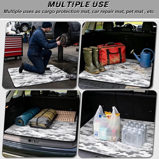 Howilath Gray Camo Car Trunk Mat All Weather Cargo Liner Non-Slip Rear Trunk Protection for SUV Sedan Truck Vehicle Interior Accessory