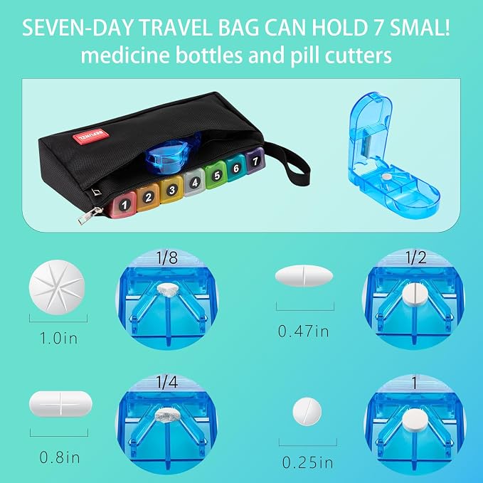 Monthly Pill Organizer, Medicine Organizer Box with Portable Hard Shell and Pill Cutter, 31 Day Pill Holder with Weekly Pill Bag (Purple, 4 Times a Day)