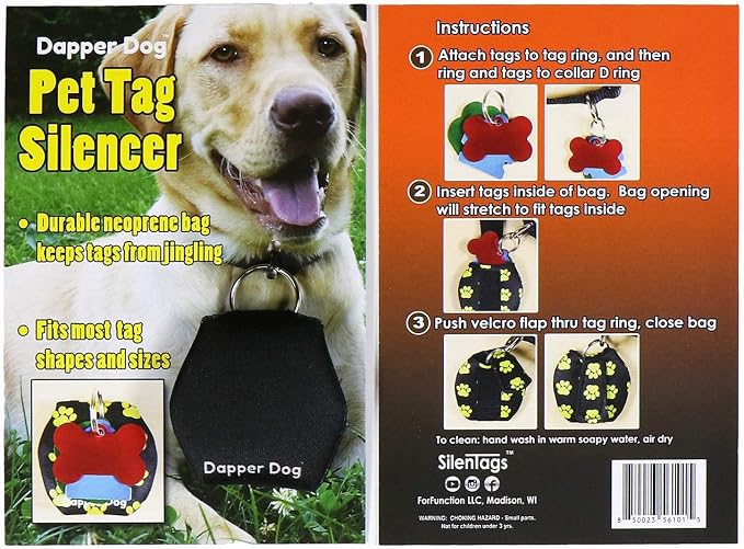 Dapper Dog - Dog Tag Silencer with Tag Ring (Black)