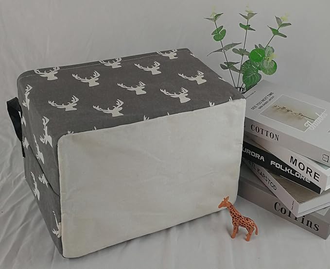 Kid Storage Basket Gift Shelf Basket Toy Storage Bin, Nursery Basket Organizer Box for Children Room Deco With Handles (Grey deer)