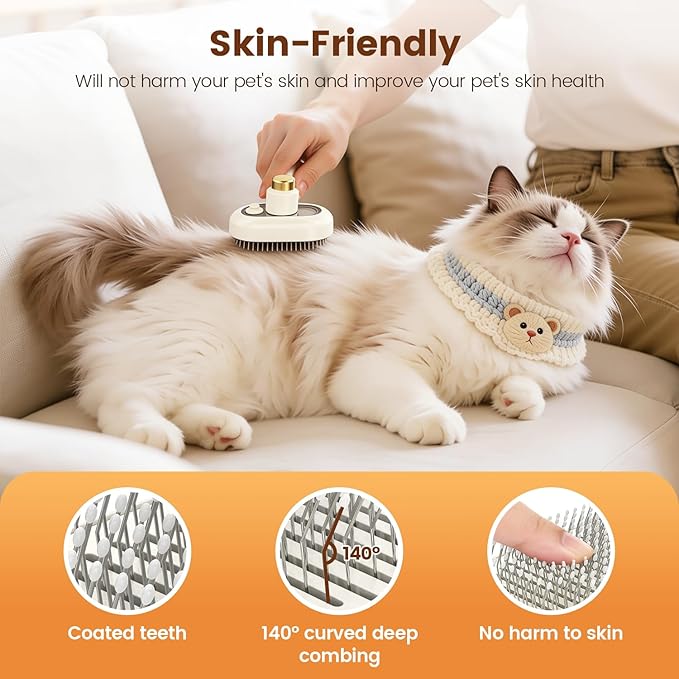 Glendan Pet Steam Brush for Shedding - 3-in-1 Spray Grooming Comb for Dogs & Cats - Self-Cleaning Mist Brush Softens Fur & Reduces Static - Ideal for Long Short Hair and Bath-Hating Pets
